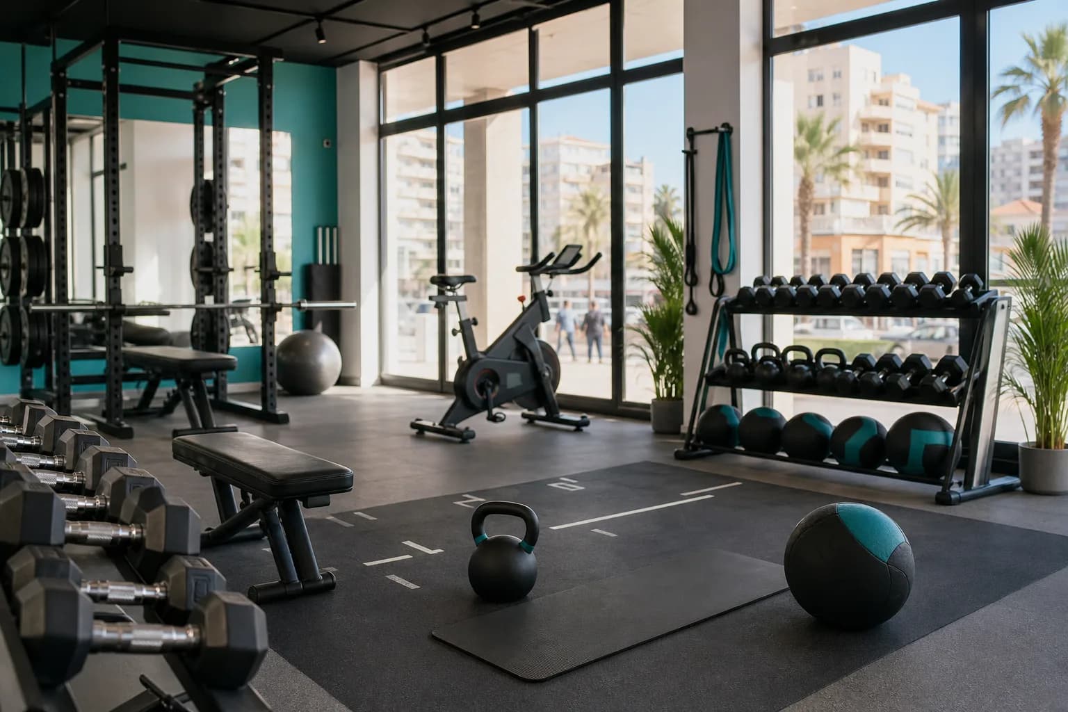 Zona de entrenamiento en gimnasio para comparar opciones en Fuengirola