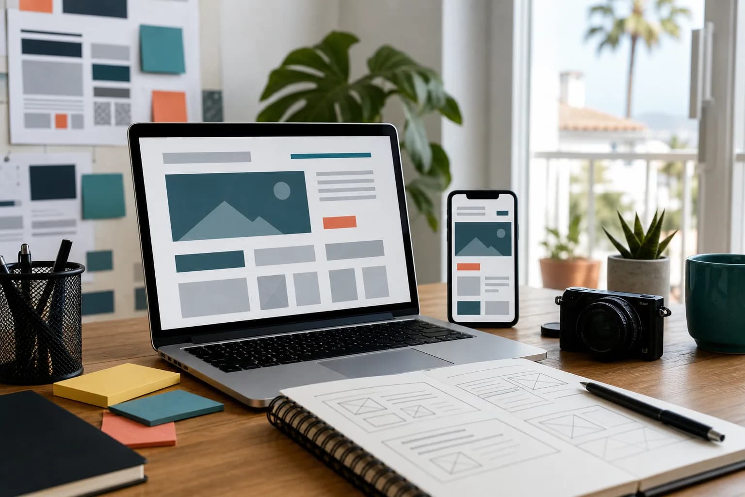 Mesa de trabajo para diseno web y presencia digital